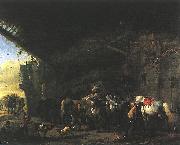 WOUWERMAN, Philips Scene in front of an Inn wet painting